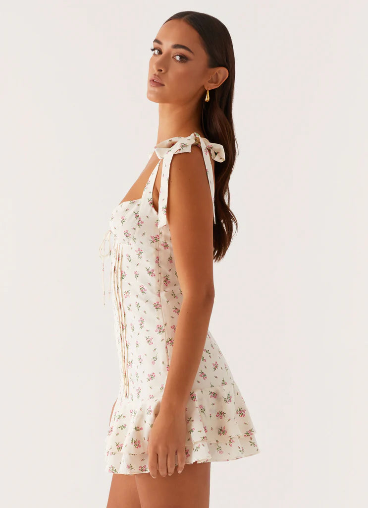 MINI VESTIDO TOVA - FLOR BLANCA