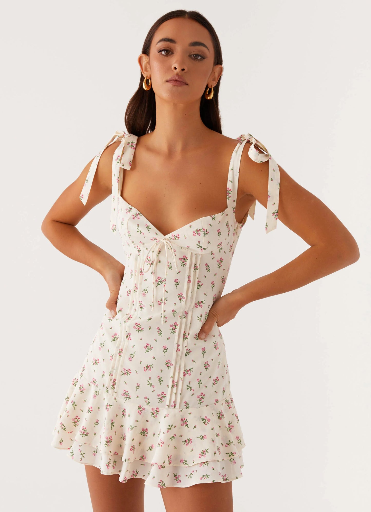 MINI VESTIDO TOVA - FLOR BLANCA